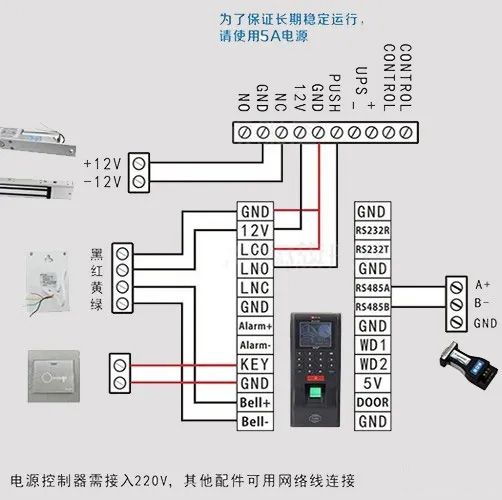 磁力鎖門(mén)禁接線方式